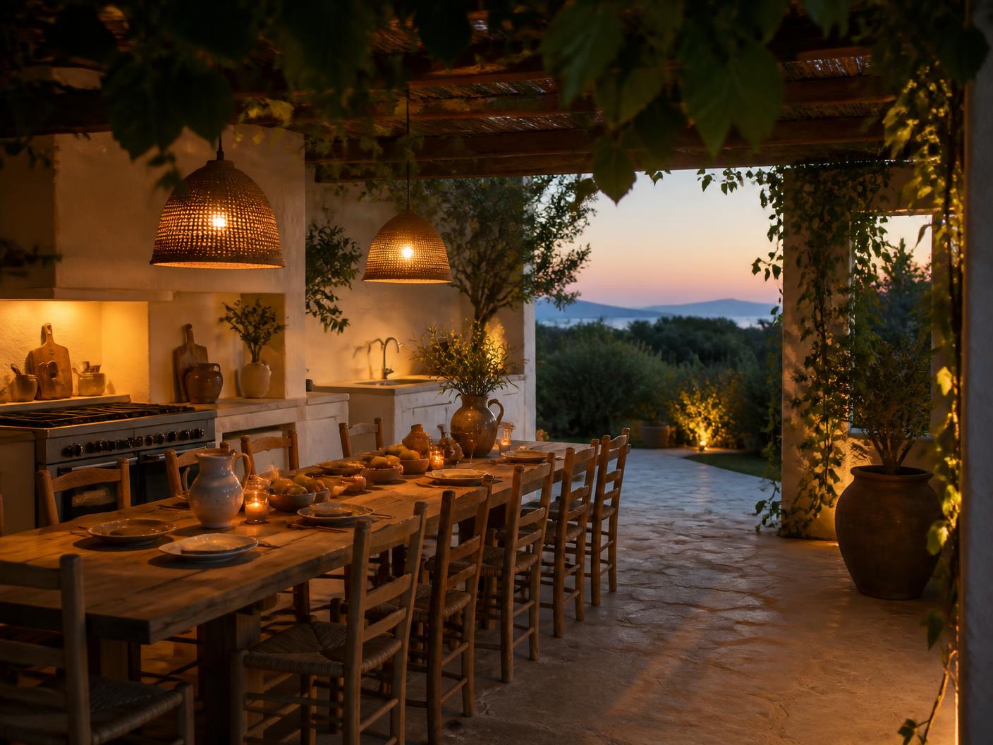 Terrasse et cuisine d'été de Secret Domaine